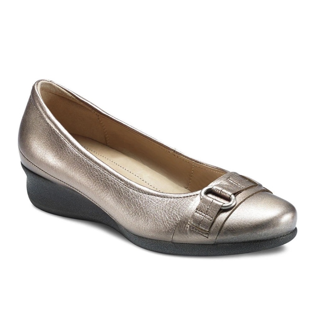 ECCO Abelone Ballerina Buckle Grey Metallic Slip On Loafers  Women’s Size 6-6.5